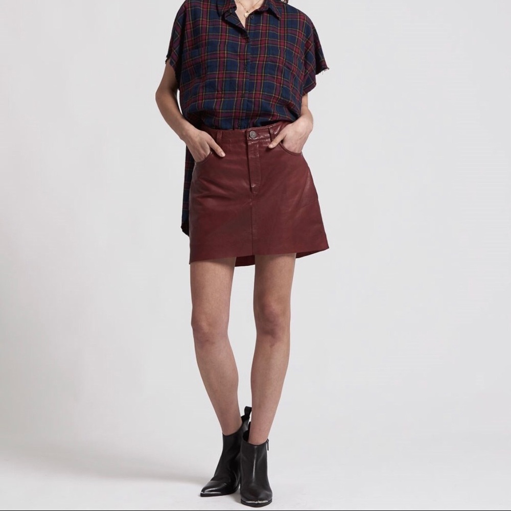 Oneteaspoon Oxblood Leather Skirt